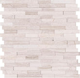 WHITE QUARRY INTERLOCKING 3D PEEL AND STICK MOSAIC 6MM