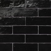 Zagora 2" x 6" Glossy Zellige Field Tile in Nero