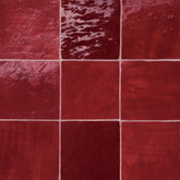 Zagora 4" x 4" Glossy Zellige Field Tile in Rouge