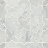 Monet Honed Marble Mosaic 6 Tile in White Carrara