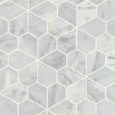 Monet Honed Marble Mosaic 9 Tile in White Carrara