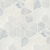 Monet Honed Marble Mosaic 9 Tile in Oriental White