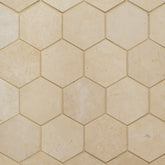 Caspian Bisque 3" Honed Marble Mesh Back Hexagon Mosaic