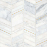 Ferrara Honed Chevron Marble Mosaic Tile in Bianco