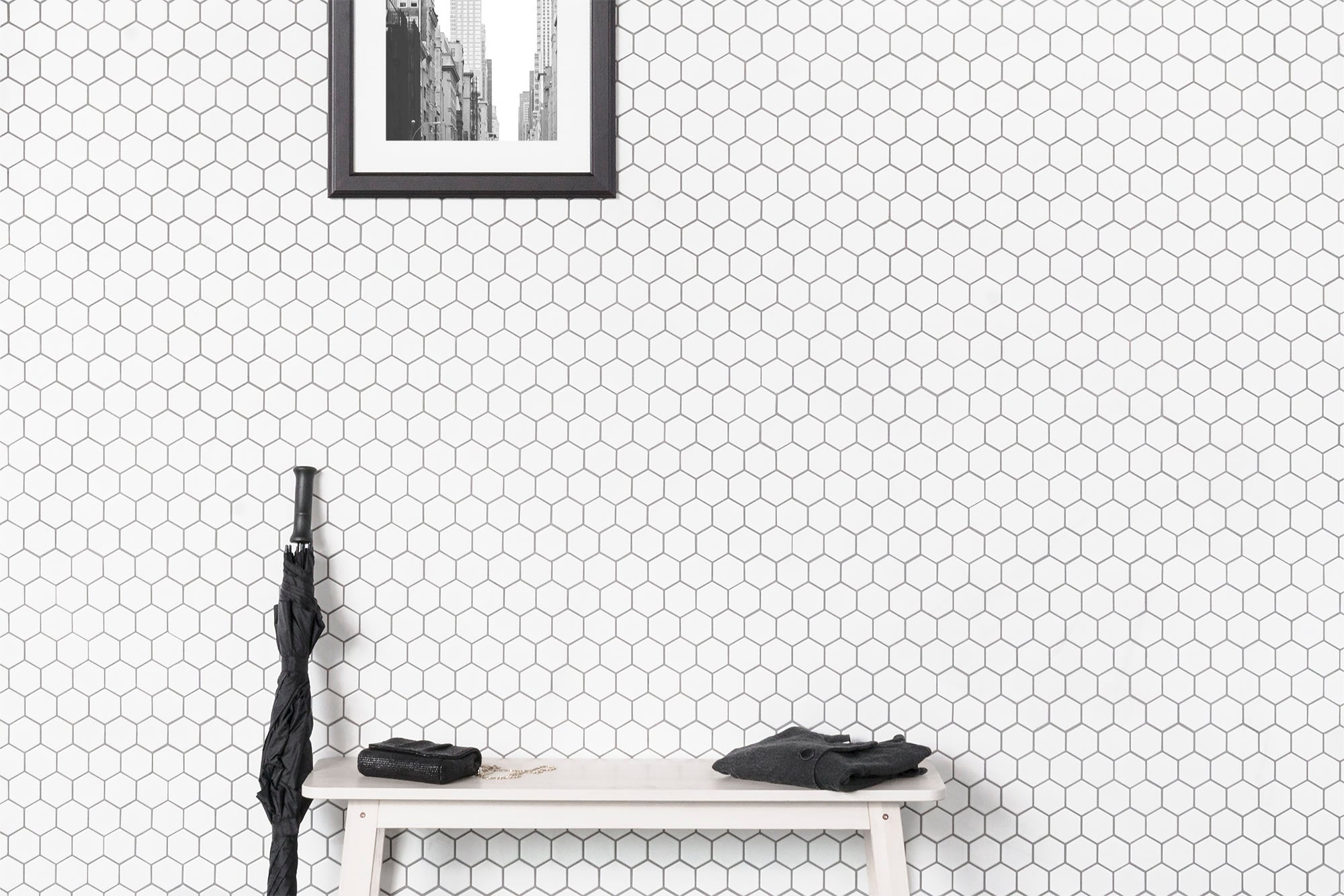 Bedrosians Le Cafe 2" x 2" Hexagon Matte Porcelain Mosaic Tile in White | Item Code DECLEC22W