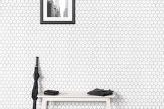 Bedrosians Le Cafe 2" x 2" Hexagon Matte Porcelain Mosaic Tile in White | Item Code DECLEC22W