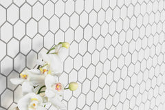 Bedrosians Le Cafe 2" x 2" Hexagon Matte Porcelain Mosaic Tile in White | Item Code DECLEC22W