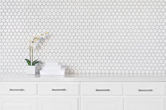 Bedrosians Le Cafe 2" x 2" Hexagon Matte Porcelain Mosaic Tile in White | Item Code DECLEC22W
