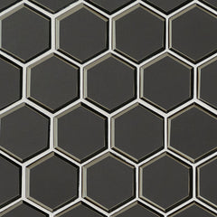METALLIC GRAY BEVELED 3" HEXAGON