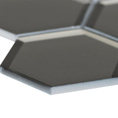 METALLIC GRAY BEVELED 3" HEXAGON