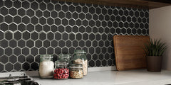 METALLIC GRAY BEVELED 3" HEXAGON