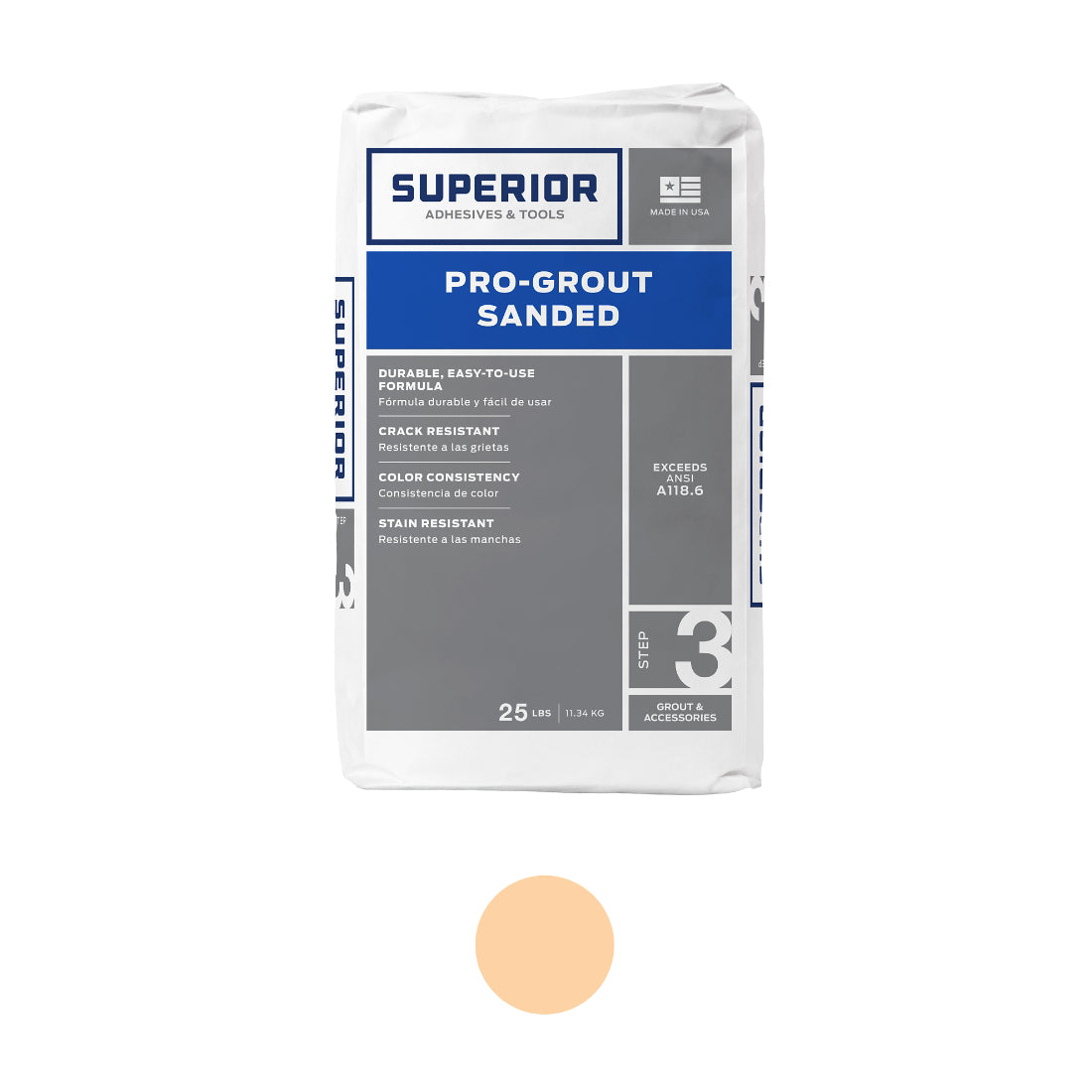 Superior Sanded Pro-Grout Almond - 25 lb