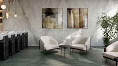 Bedrosians Magnifica Era 4" x 4" - 8mm Honed Porcelain Mosaic Tile in Calacatta Super White | Item Code 100002307