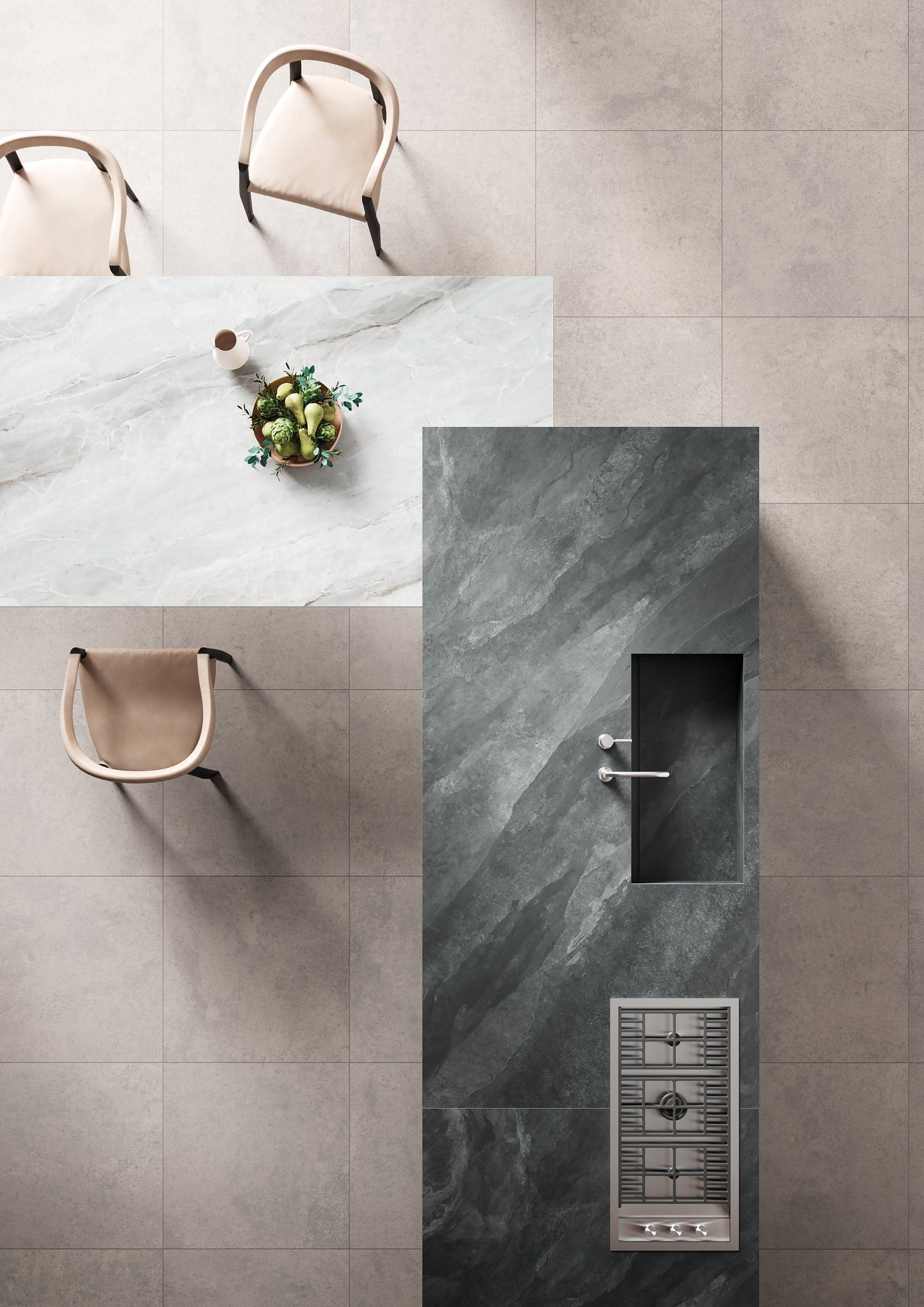 Bedrosians Magnifica The Thirties 30" x 30" - 8mm Honed Porcelain Tile in Cementi | Item Code DOLMAGCEM3030-8H