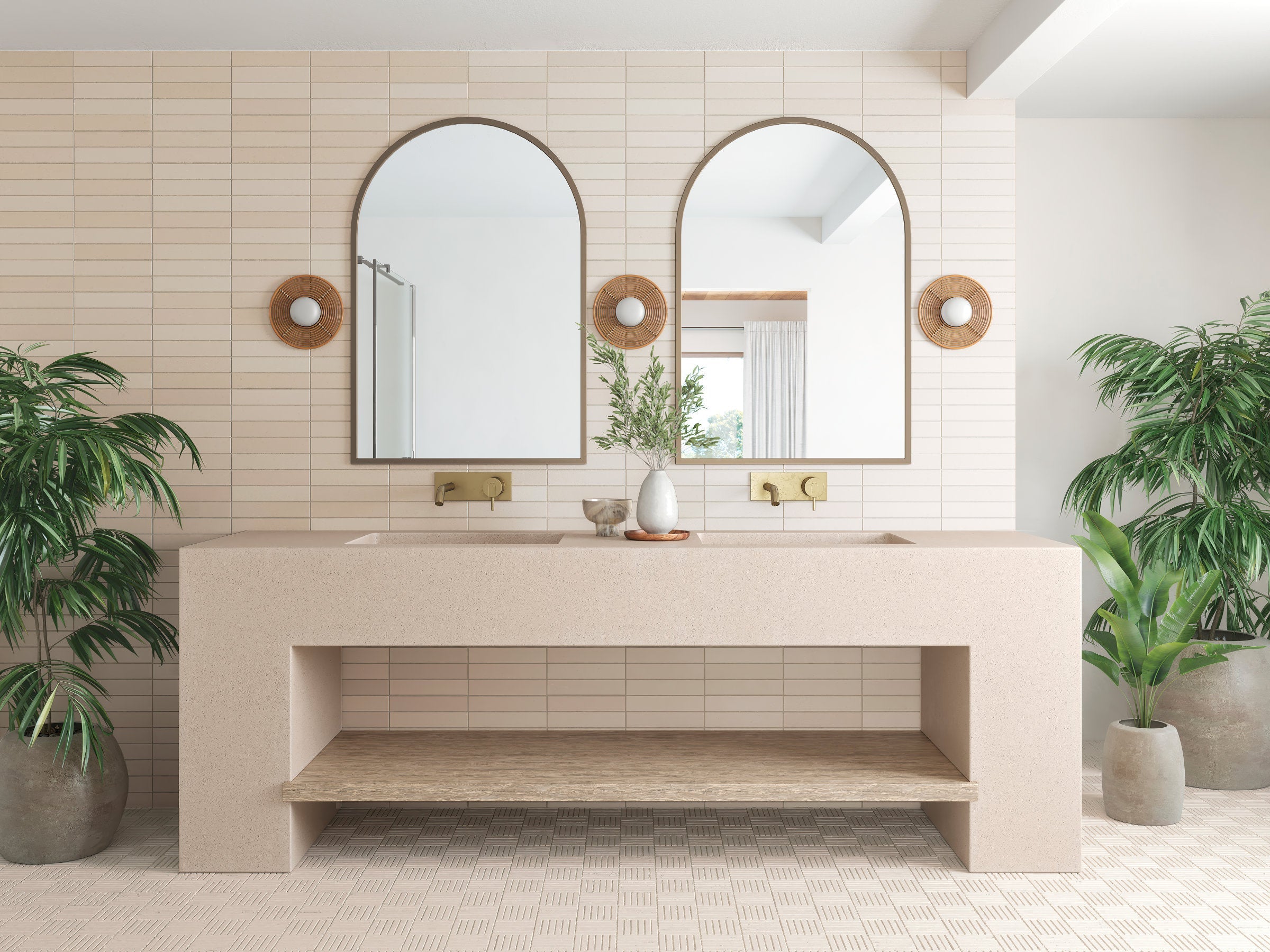Bedrosians Sahara .5" x 4" Matte Crosshatch Porcelain Mosaic Tile in White | Item Code 100001047