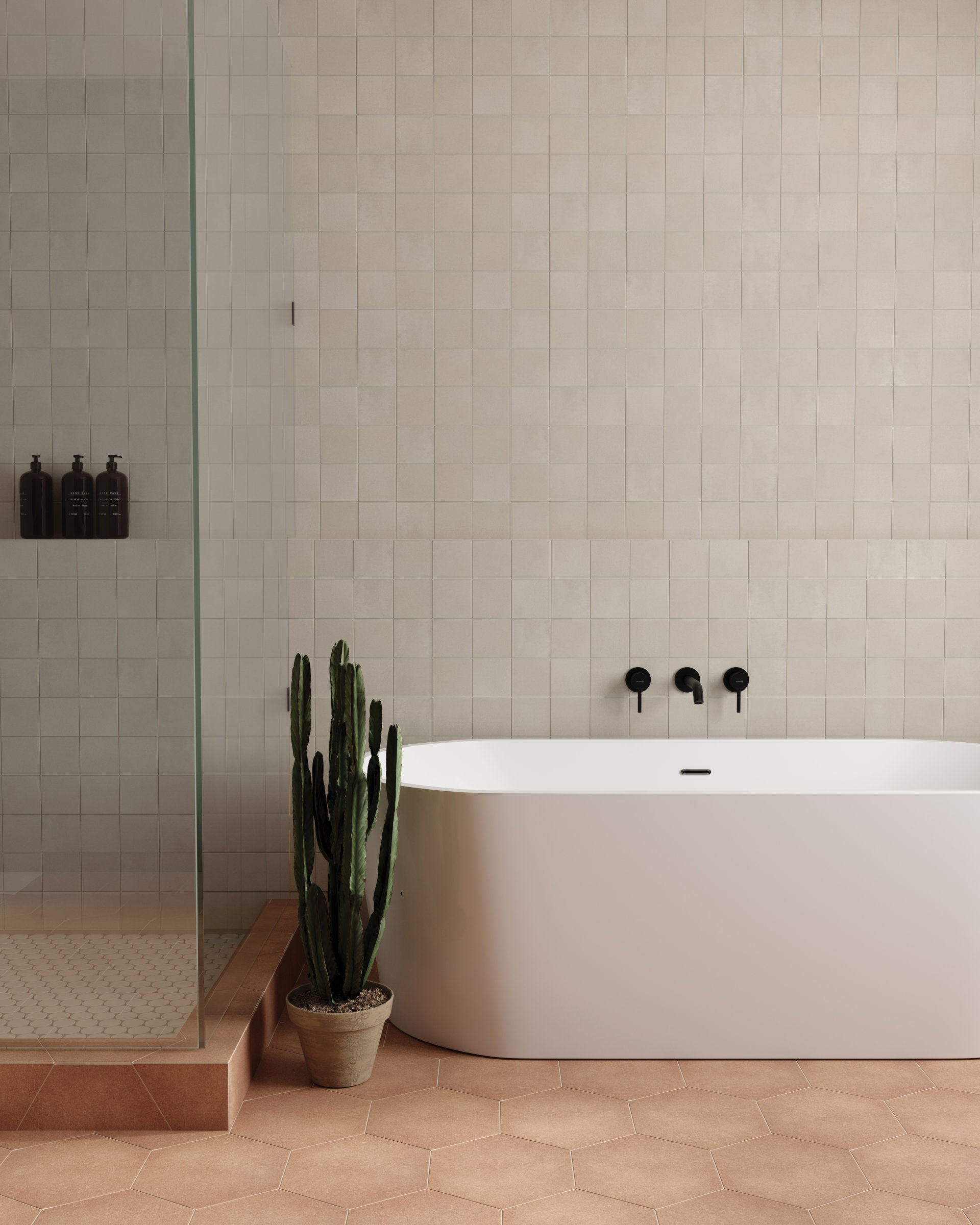 Bedrosians Makoto 10" x 11.5" Hexagon Matte Porcelain Tile in Umi Terracotta | Item Code DECMAKUMTHEX10M