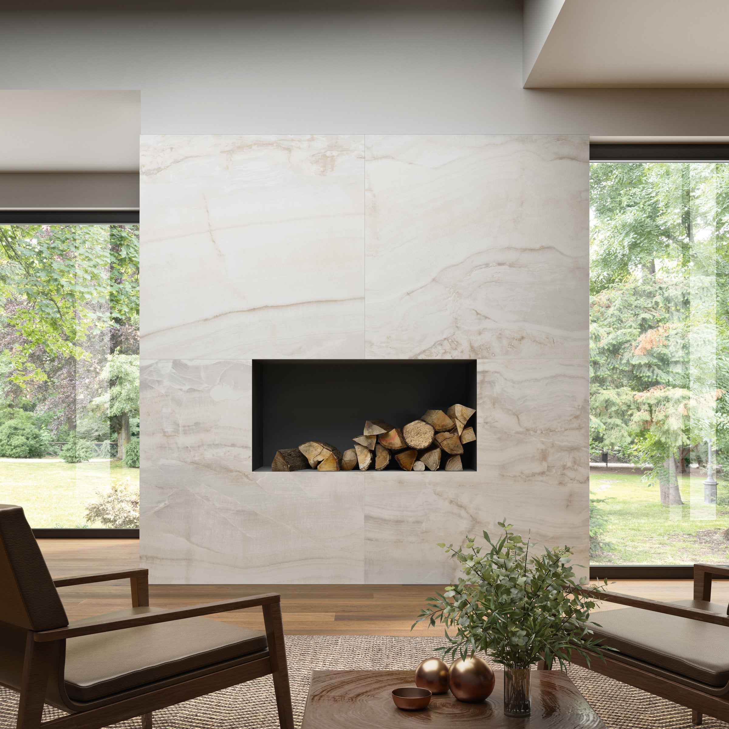 Bedrosians Magnifica Nineteen Forty-Eight 48" x 48" - 8mm Honed Porcelain Tile in Crystal Onyx | Item Code 100001205