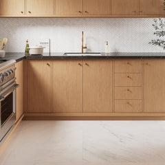 Bedrosians Magnifica 3" x 24" Honed Bullnose Porcelain Tile in Luxe White | Item Code 100002319