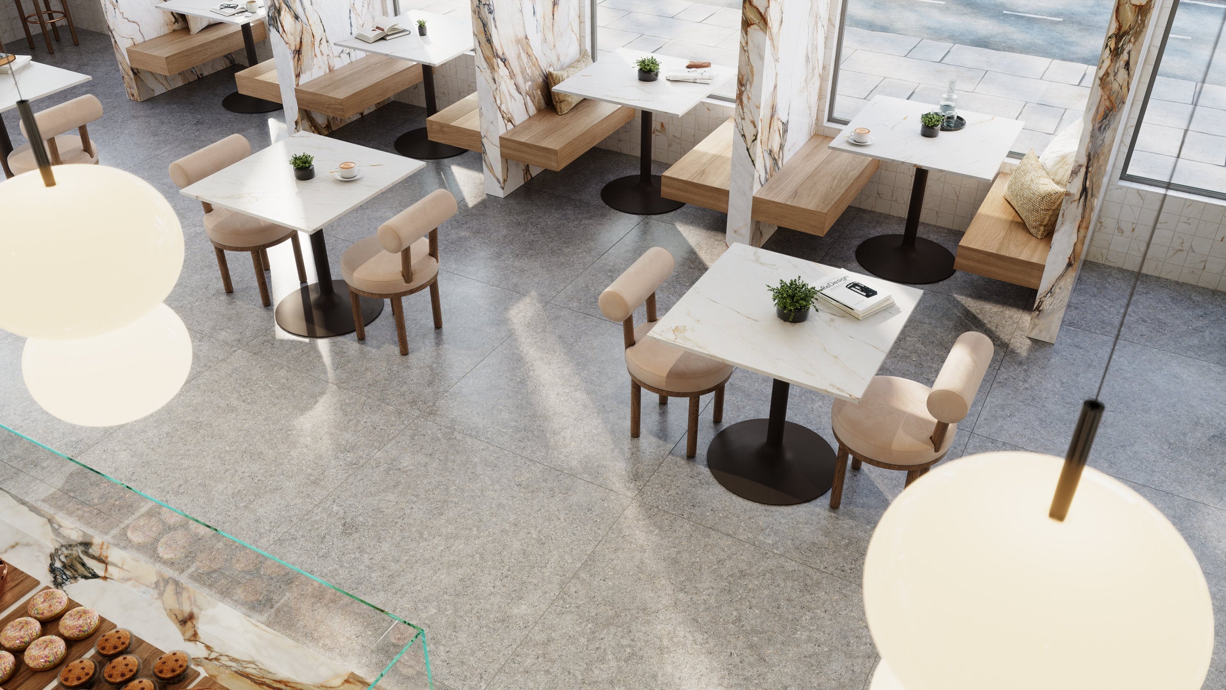 Bedrosians Magnifica Nineteen Forty-Eight 48" x 48" - 8mm Polished Porcelain Tile in Calacatta Oro | Item Code DOLMAGORO4848-8P