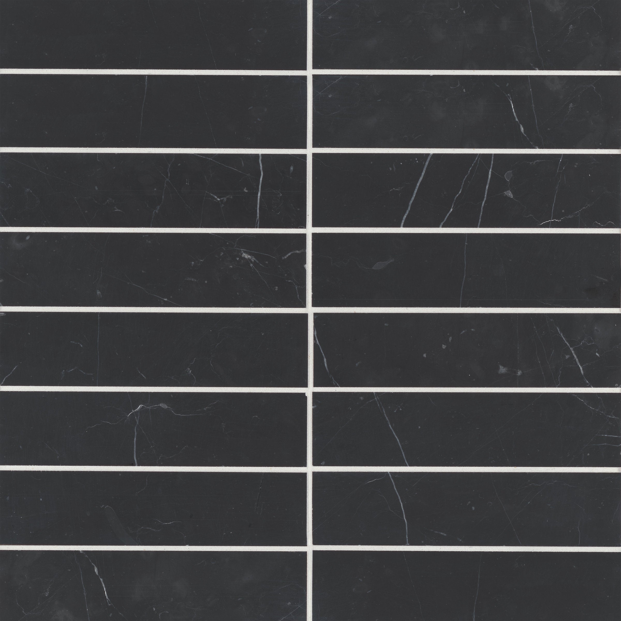Bedrosians Monet 2" x 8" Honed Marble Decorative Tile in Nero Marquina | Item Code 100001381