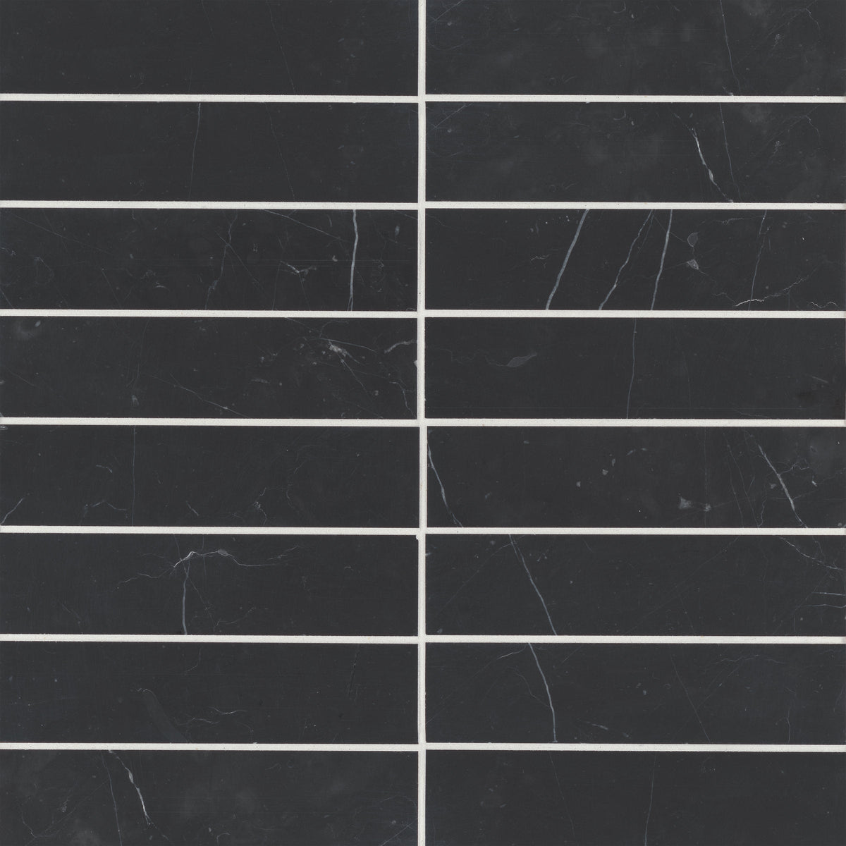 Bedrosians Monet 2" x 8" Honed Marble Decorative Tile in Nero Marquina | Item Code 100001381