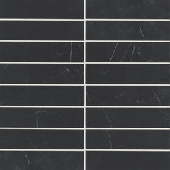 Bedrosians Monet 2" x 8" Honed Marble Decorative Tile in Nero Marquina | Item Code 100001381
