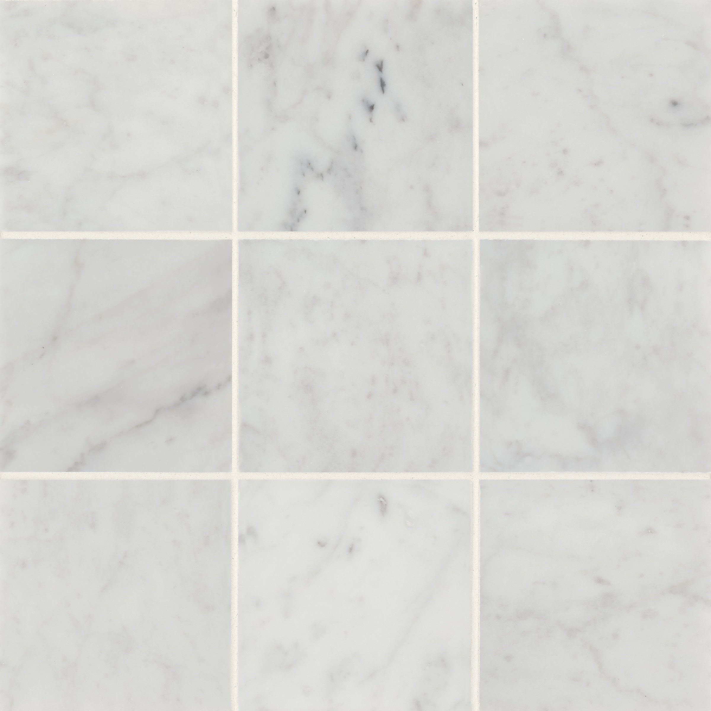 Bedrosians Monet 4" x 4" Honed Marble Decorative Tile in White Carrara | Item Code 100001385