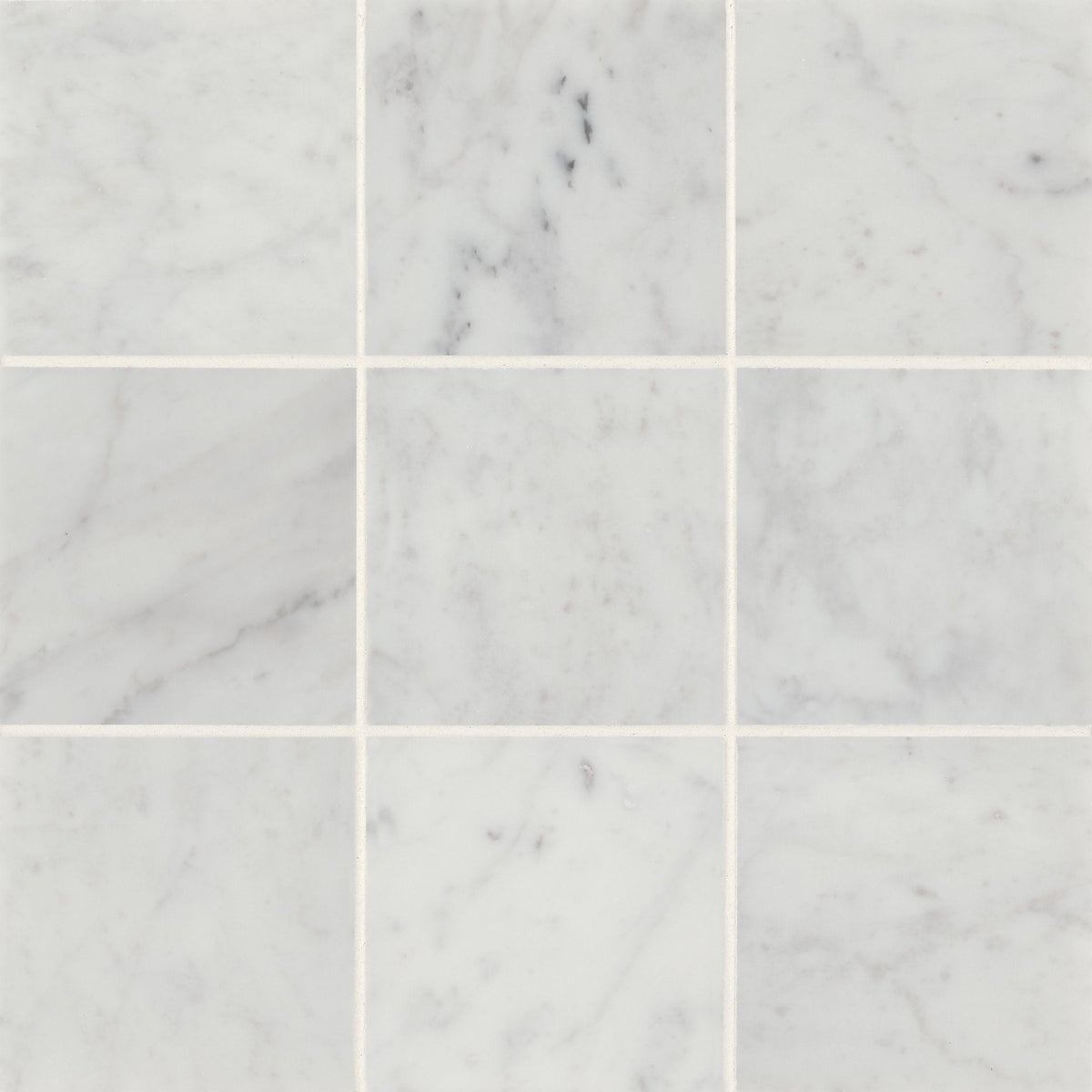 Bedrosians Monet 4" x 4" Honed Marble Decorative Tile in White Carrara | Item Code 100001385