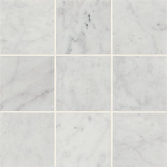 Bedrosians Monet 4" x 4" Honed Marble Decorative Tile in White Carrara | Item Code 100001385