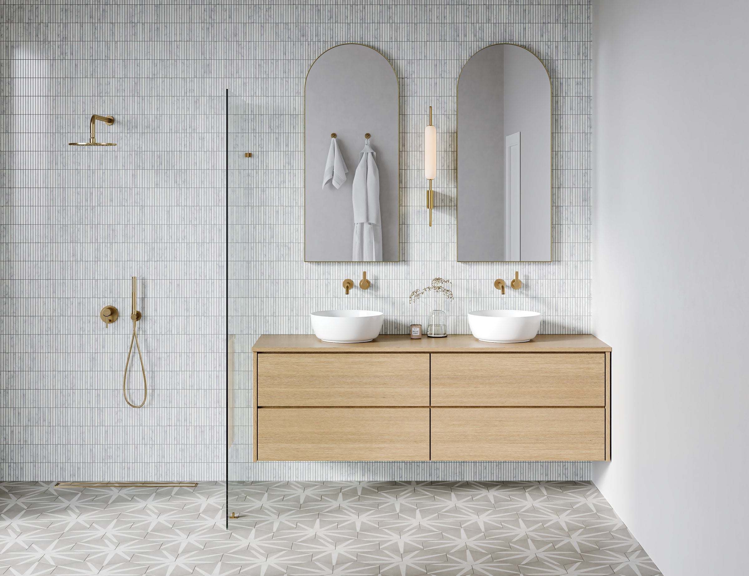 Bedrosians Monet Honed Marble Mosaic 3 Tile in White Carrara | Item Code 100001403