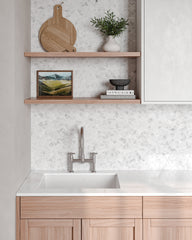 Bedrosians Monet Honed Marble Mosaic 5 Tile in Oriental White | Item Code 100001410