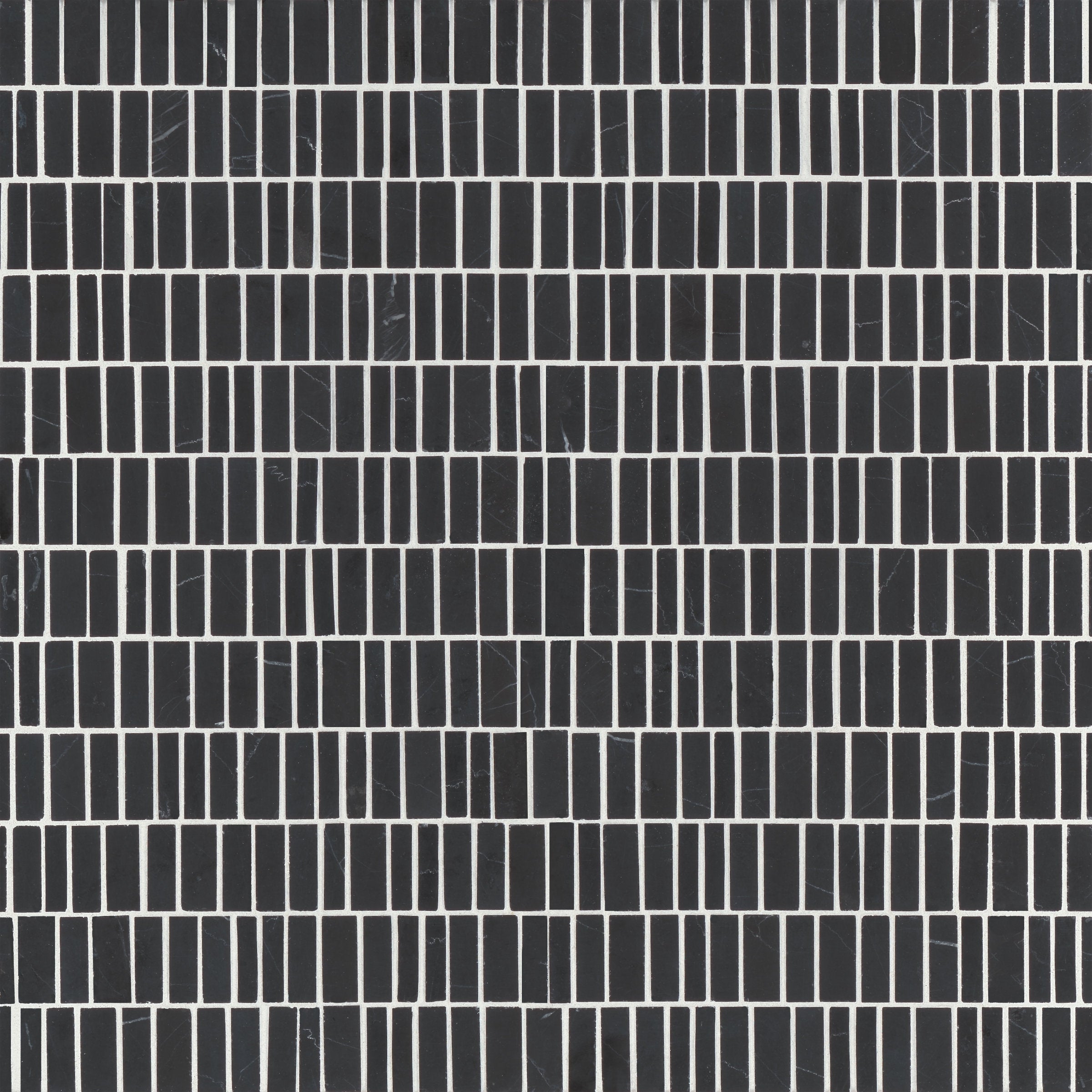 Bedrosians Monet Honed Marble Mosaic 7 Tile in Nero Marquina | Item Code 100001420