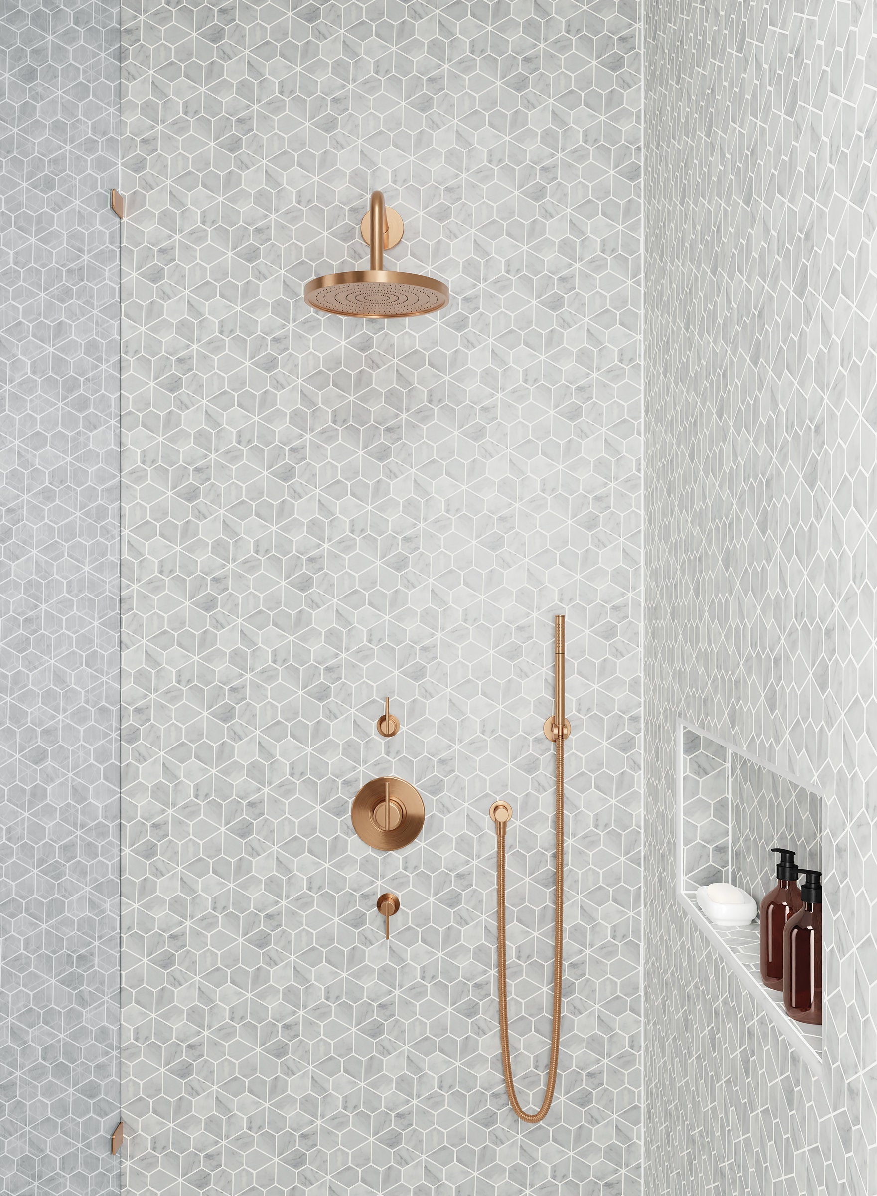 Bedrosians Monet Honed Marble Mosaic 9 Tile in White Carrara | Item Code 100001439