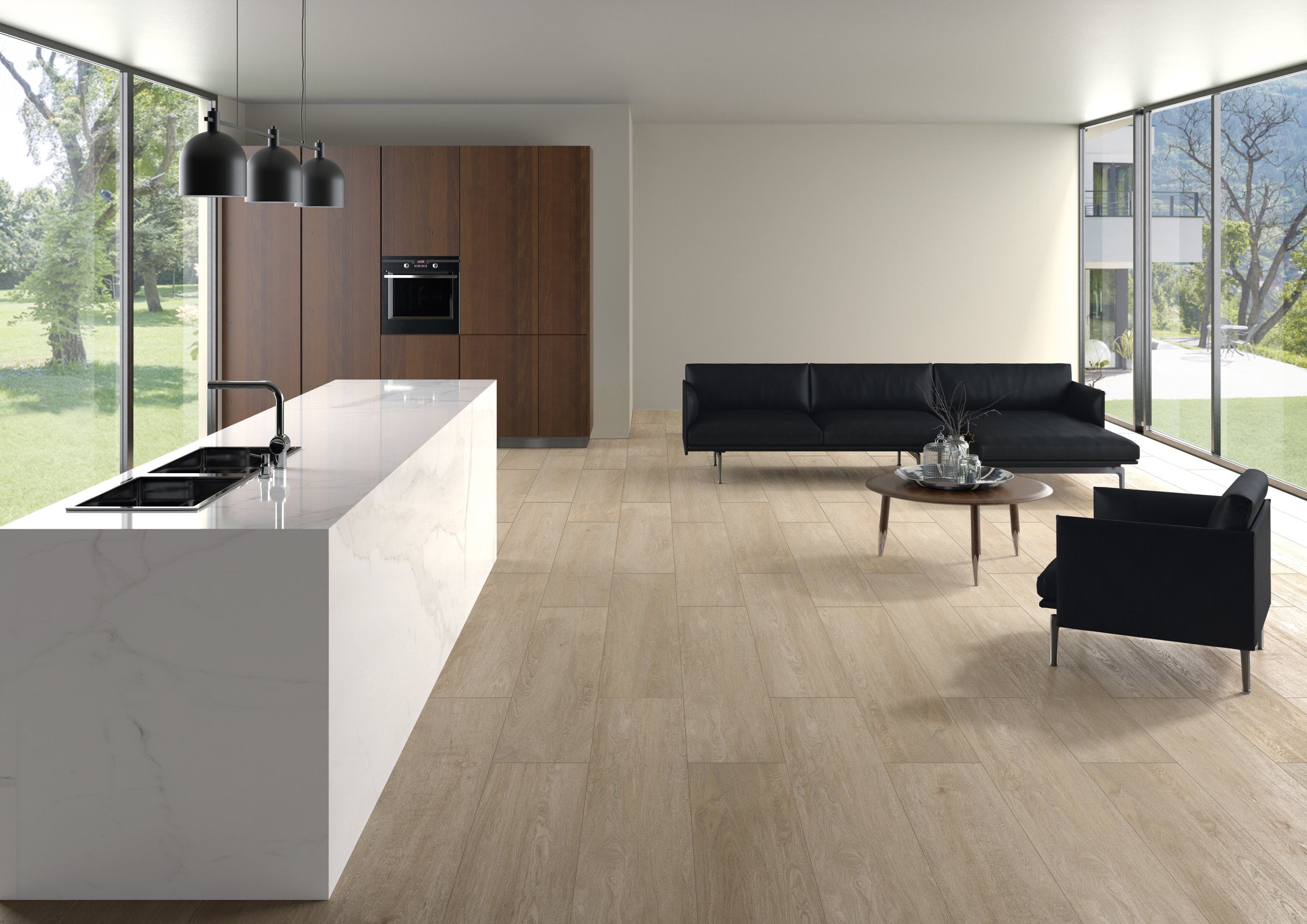 Bedrosians Planx 12" x 72" Wood Look Honed Porcelain Tile in Acorn | Item Code 100001574