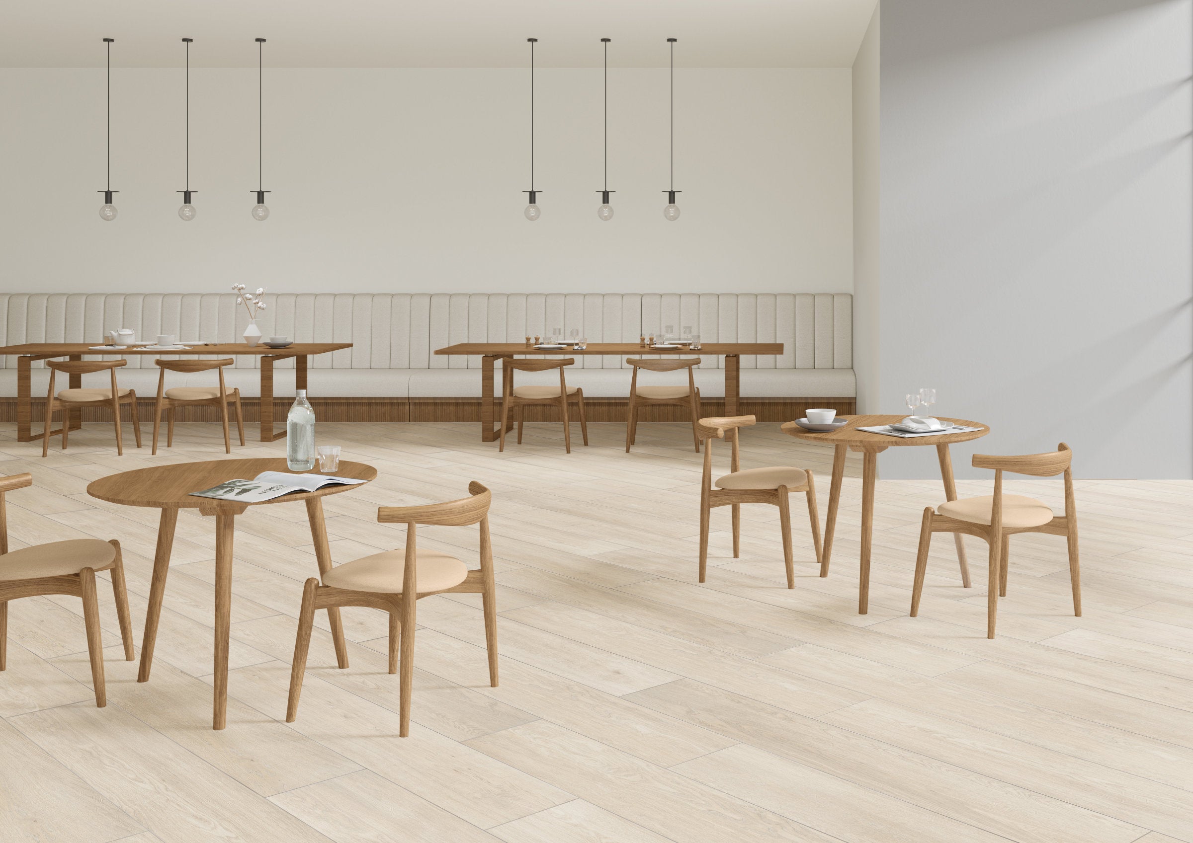 Bedrosians Planx 12" x 72" Wood Look Honed Porcelain Tile in Frost | Item Code 100001576