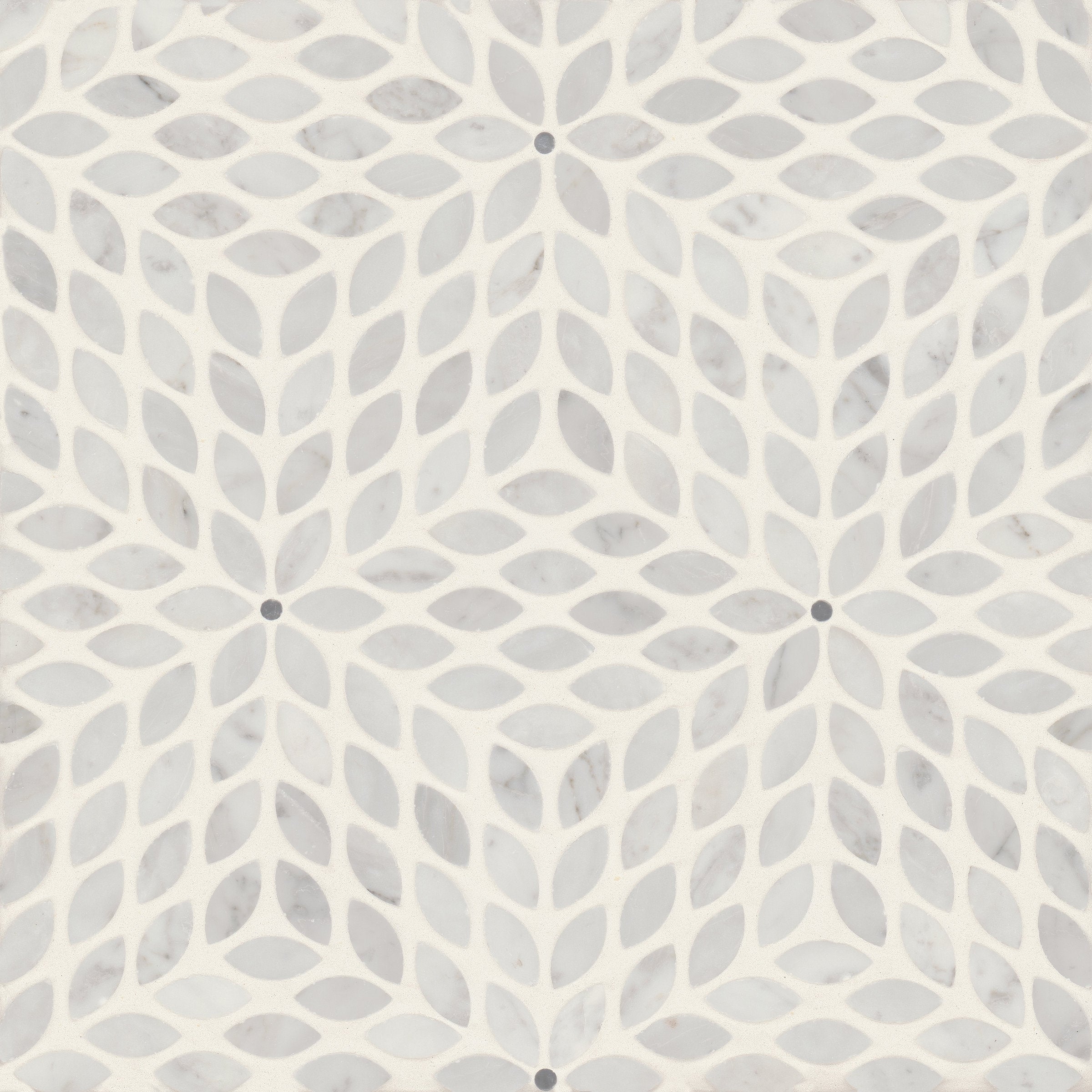 Bedrosians Celeste Honed Marble Blend Mosaic Tile in White Carrara & Bardiglio | Item Code 100001712