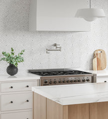 Bedrosians Celeste Honed Marble Blend Mosaic Tile in White Carrara & Bardiglio | Item Code 100001712