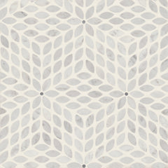 Bedrosians Celeste Honed Marble Blend Mosaic Tile in White Carrara & Bardiglio | Item Code 100001712