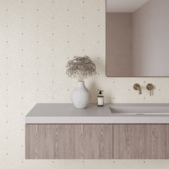 Bedrosians Celeste Honed Marble Blend Mosaic Tile in Myra Beige & Basalt | Item Code 100001715