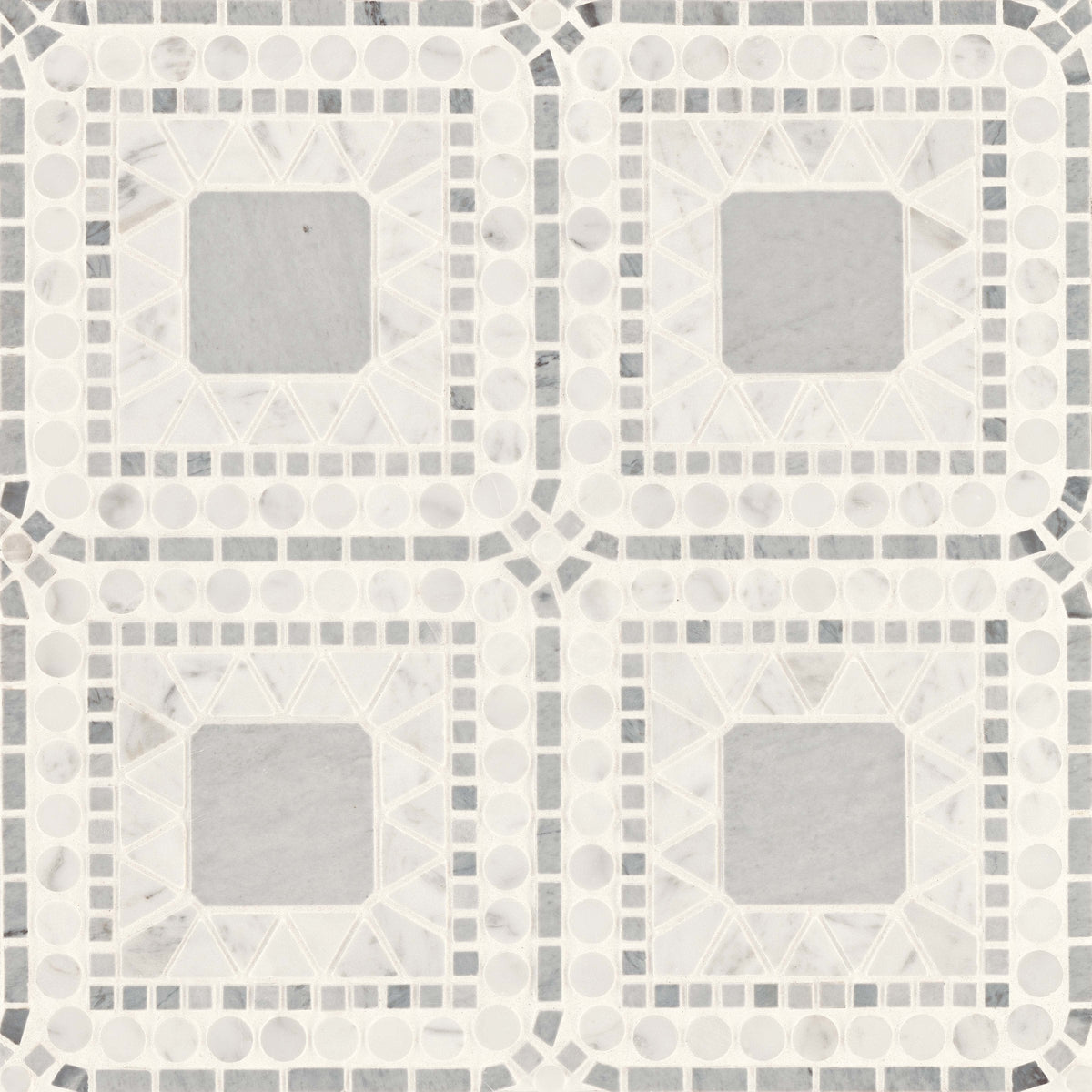 Bedrosians Atrium Honed Marble Blend Mosaic Tile in White Carrara & Bardiglio | Item Code 100001721