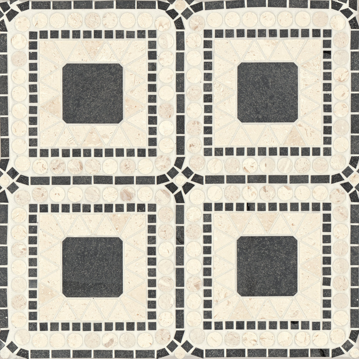 Bedrosians Atrium Honed Marble Blend Mosaic Tile in Myra Beige & Basalt | Item Code 100001723