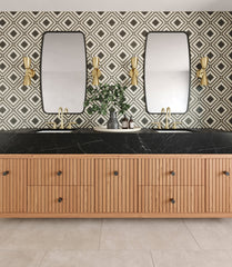 Bedrosians Atrium Honed Marble Blend Mosaic Tile in Myra Beige & Basalt | Item Code 100001723