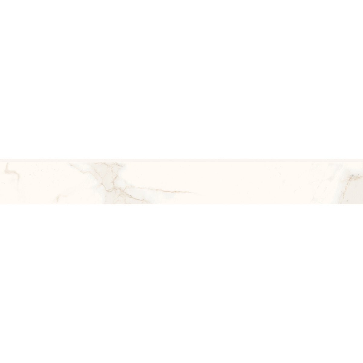 Bedrosians Magnifica 3" x 24" Polished Bullnose Porcelain Tile in Calacatta Super White | Item Code 100002310