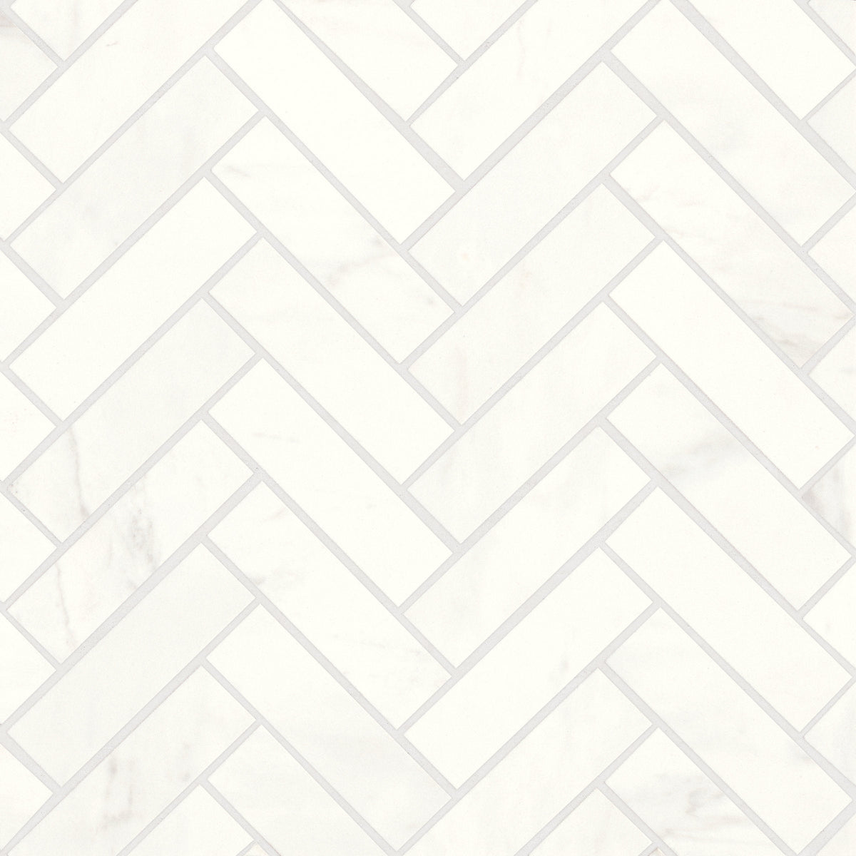 Bedrosians Magnifica Era 1" x 4" - 8mm Honed Herringbone Porcelain Mosaic Tile in Luxe White | Item Code 100002315