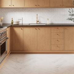 Bedrosians Magnifica 3" x 24" Honed Bullnose Porcelain Tile in Luxe White | Item Code 100002319