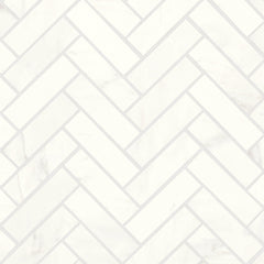Bedrosians Magnifica Era 1" x 4" - 8mm Honed Herringbone Porcelain Mosaic Tile in Luxe White | Item Code 100002315