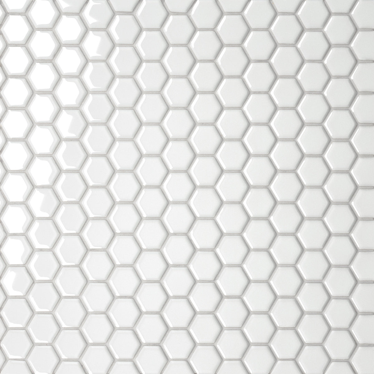 Bedrosians Le Cafe 1" x 1" Hexagon Glossy Porcelain Mosaic Tile in White | Item Code 100002401