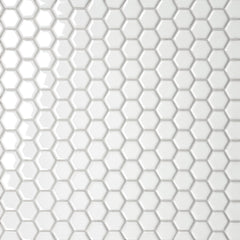 Bedrosians Le Cafe 1" x 1" Hexagon Glossy Porcelain Mosaic Tile in White | Item Code 100002401