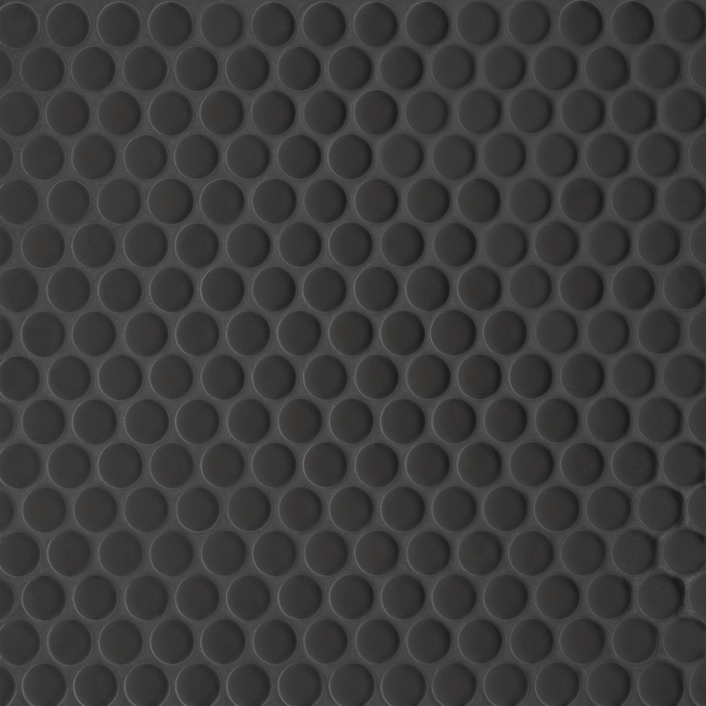 Bedrosians Le Cafe 3/4" x 3/4" Penny Round Matte Porcelain Mosaic Tile in Black | Item Code 100002404