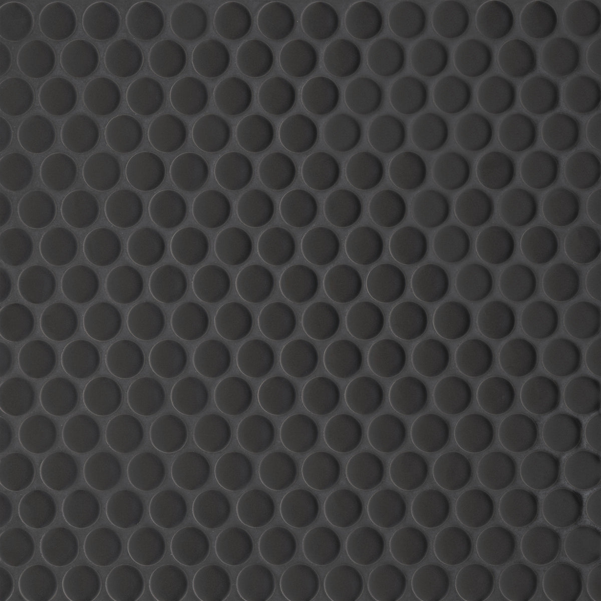 Bedrosians Le Cafe 3/4" x 3/4" Penny Round Matte Porcelain Mosaic Tile in Black | Item Code 100002404